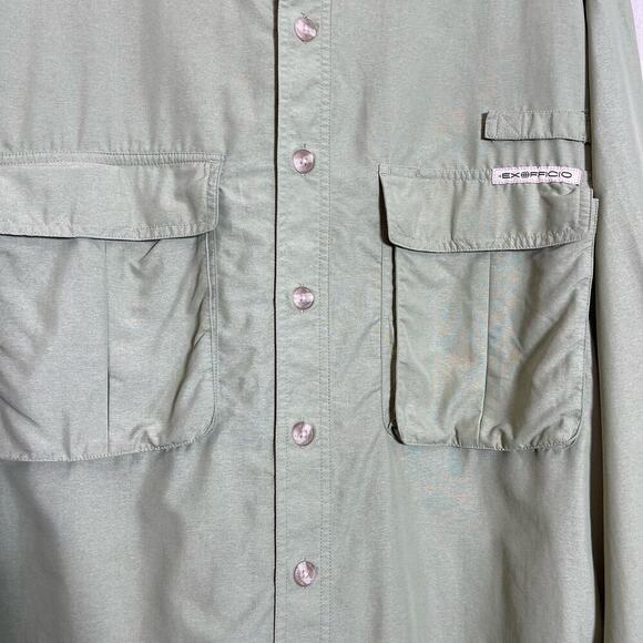 Exofficio Fishing Outdoor Long Sleeve Shirt Vented Chest Pockets Men's Large - Picture 3 of 9